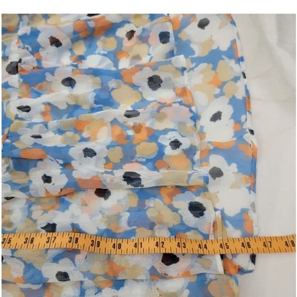 JOIE Womens XL Dress Midi Floral Fields Tiered Prairie Boho V Neck Sheer Sleeves - Picture 9 of 9